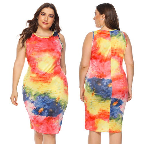 Damen figurbetontes Sommerkleid mit buntem Batik-Muster Echo Archiv