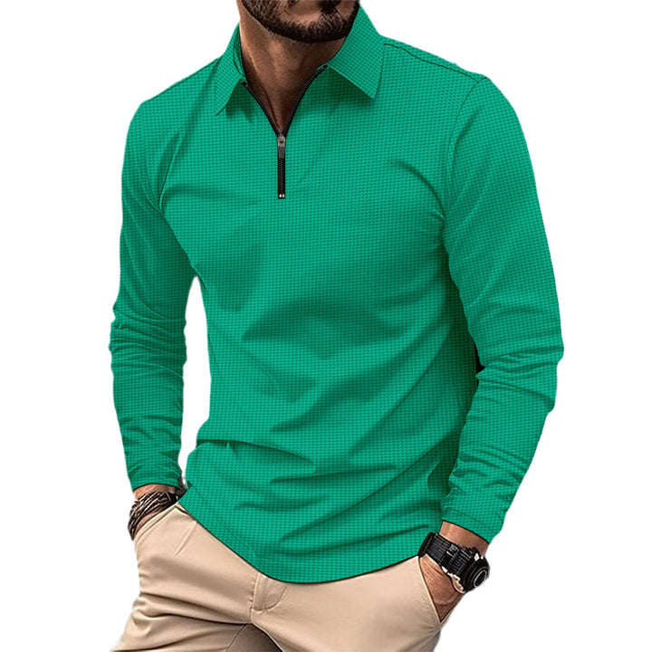 Herren modisches Langarmshirt mit Reißverschluss und strukturiertem Design Echoarchiv