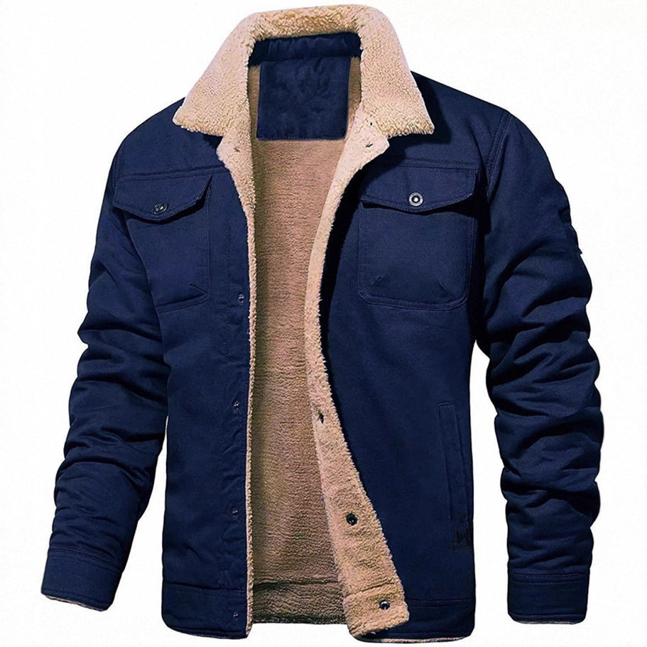 Herren Sherpa-gefütterte Canvas-Truckerjacke mit Brusttaschen Echoarchiv