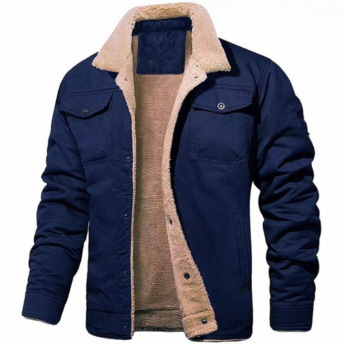 Herren Sherpa-gefütterte Canvas-Truckerjacke mit Brusttaschen Echoarchiv