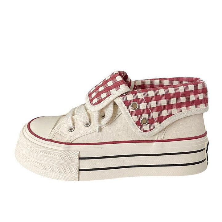 Damen Plateau-Sneaker mit abnehmbarem Kragen und modischen Karomustern Echo Archiv