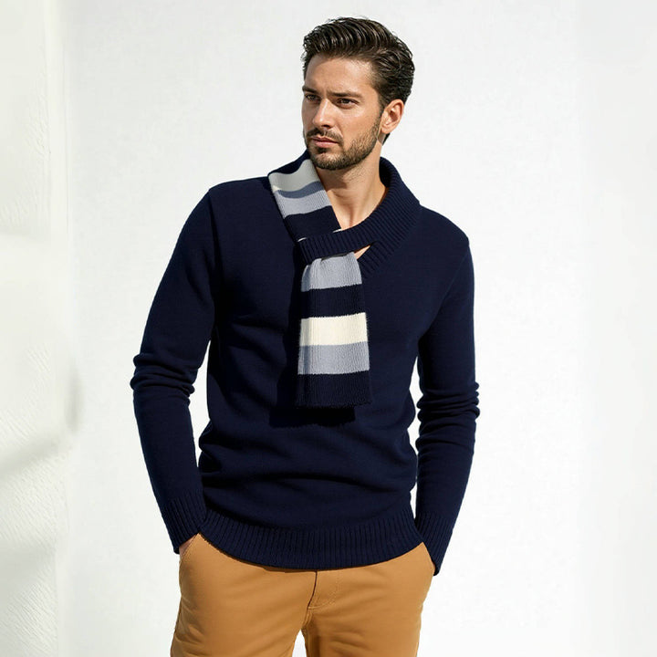 Herren hochwertiger V-Ausschnitt Pullover aus weichem Strickmaterial Echoarchiv