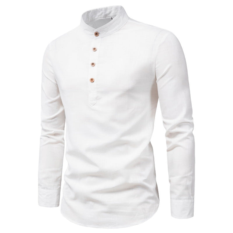 Herren Langarmhemd mit Henley-Ausschnitt und dekorativer Knopfleiste Echoarchiv
