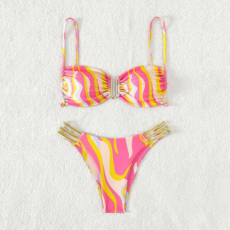 Damen Zweiteiliges Bikini-Set mit modischem Wickeldesign und elastischen Trägern Echo Archiv