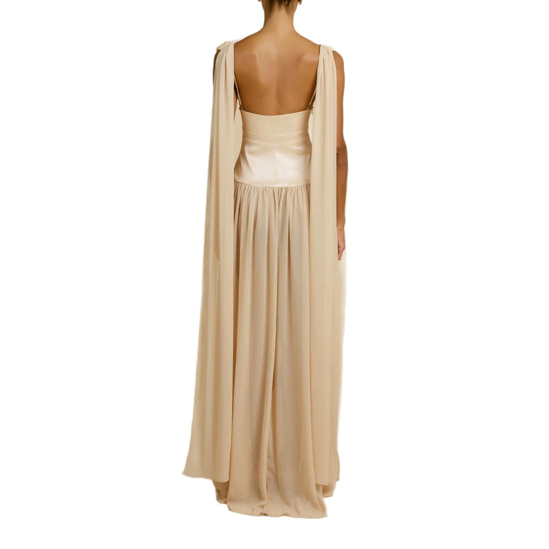 Damen Elegantes Langarm-Maxikleid mit tiefem V-Ausschnitt Echo Archiv