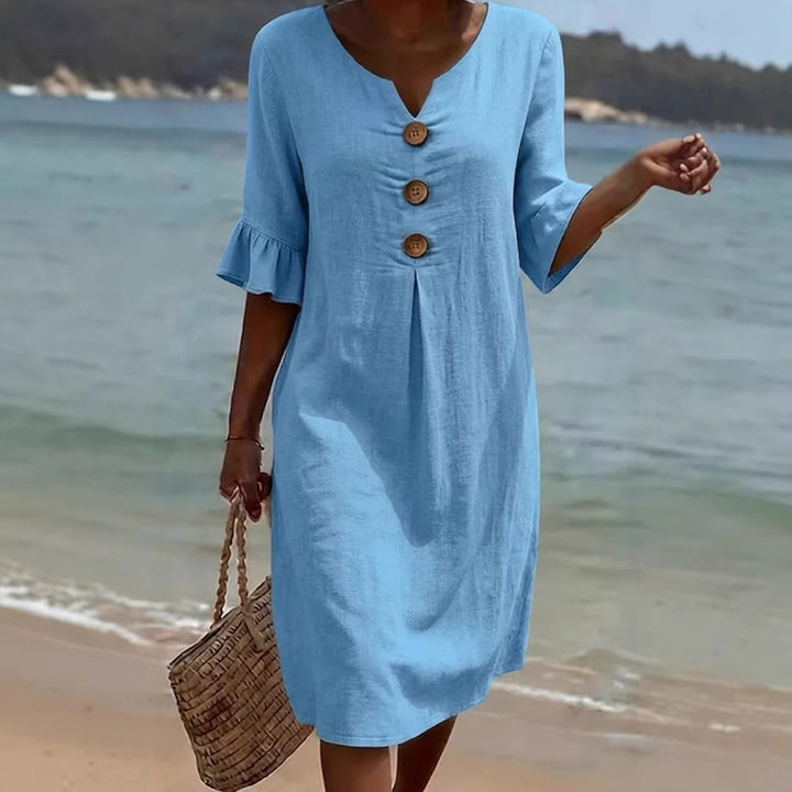 Damen Leichtes Sommerkleid mit Knopfdetails Echo Archiv