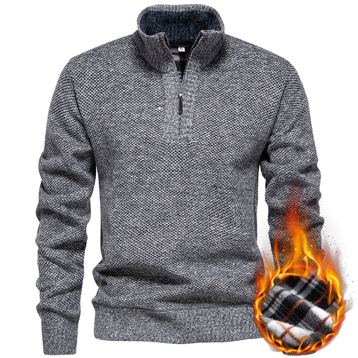 Herren Strickpullover mit halbem Reißverschluss und modischem Strukturdesign Echoarchiv