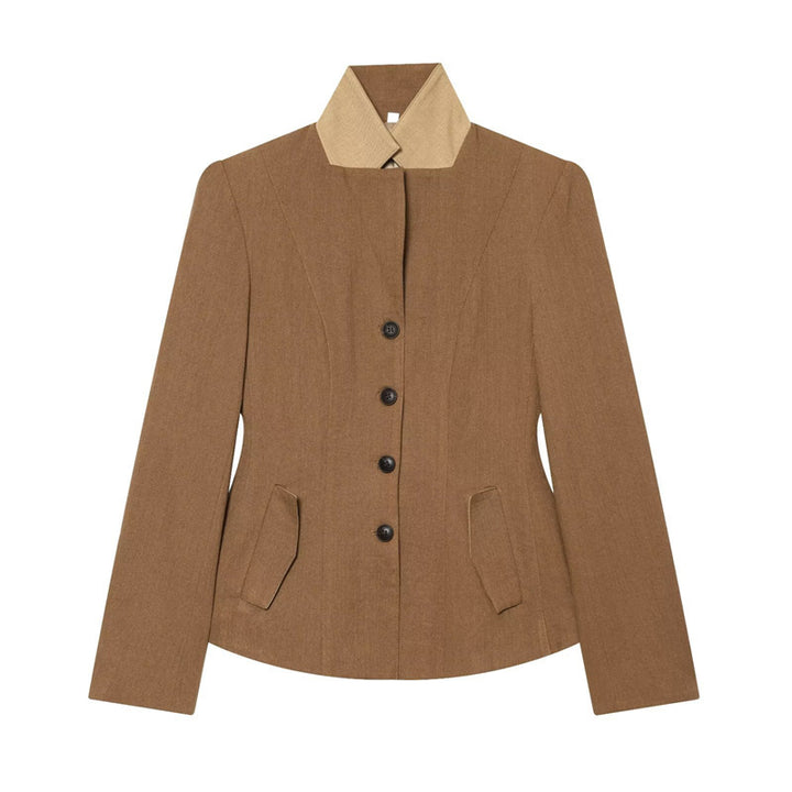 Damen Taillierte Woll-Reitjacke mit Stehkragen und Pattentaschen Echo Archiv