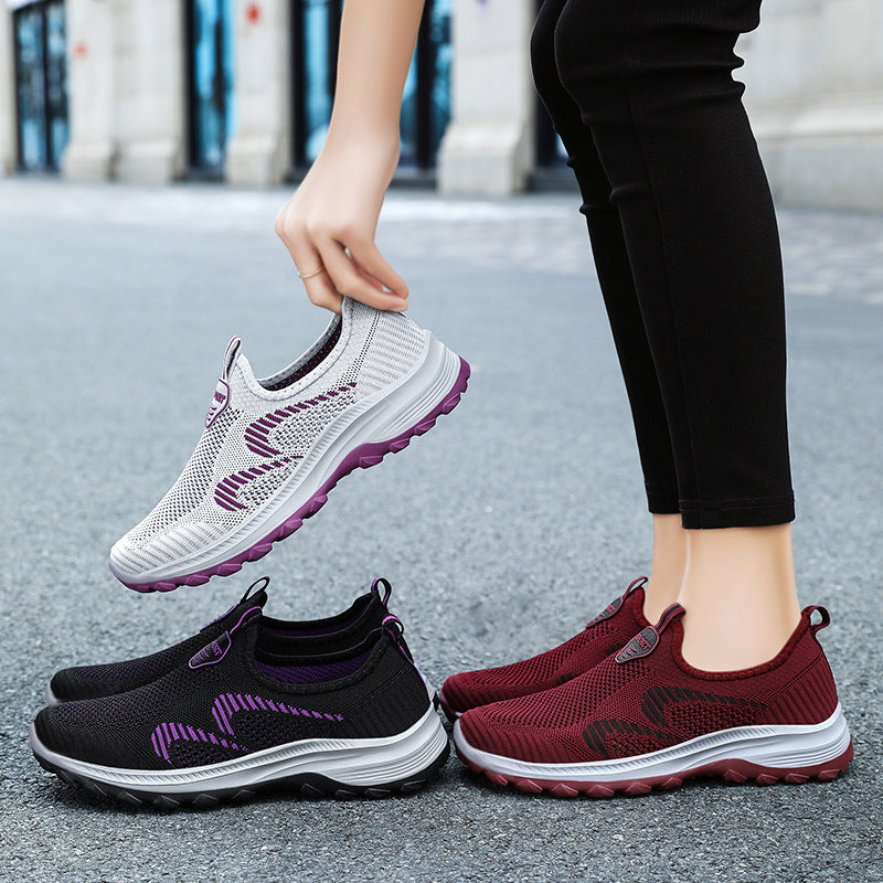 Damen nan leichter gestrickter Slip-On Komfortsneaker mit elastischem Einstieg, atmungsaktivem 3D-Strick und gedämpfter EVA-Keilsohle Echo Archiv