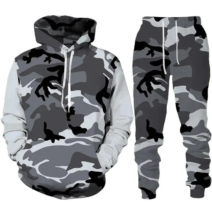 Herren Stylisches Kapuzensweatshirt und Jogginghose Set Echoarchiv