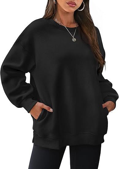 Damen nan lässiger Oversize-Sweatpullover mit seitlichen Eingrifftaschen, geripptem Saum und überschnittener Schulter Echo Archiv