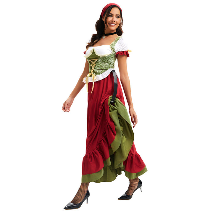 Damen nan traditionelles Dirndl Trachtenkleid Ensemble mit verstellbarem Corsagenmieder und langem Stufenrock Echo Archiv