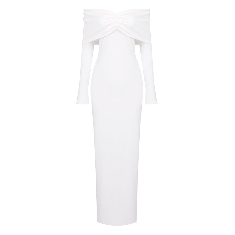 Damen elegantes Maxikleid mit schulterfreiem Design und langem Ärmel Echo Archiv