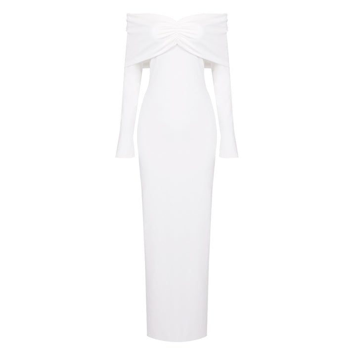 Damen elegantes Maxikleid mit schulterfreiem Design und langem Ärmel Echo Archiv