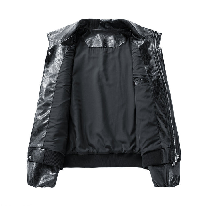 Damen Modische Kunstlederjacke mit hohen Kragen Echo Archiv
