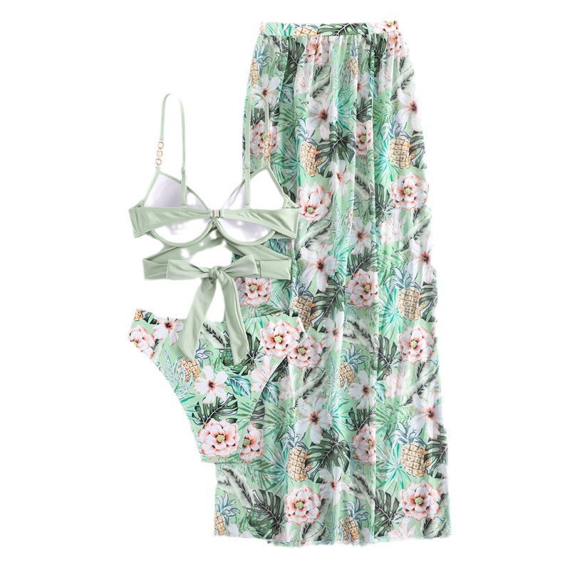 Damen Zweiteiliges Badeanzug-Set mit elegantem Wickel-Oberteil und hohem Taillenslip Echo Archiv