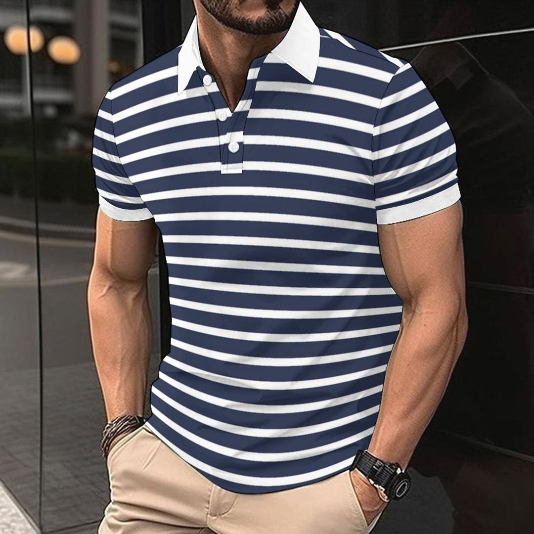 Herren gestreiftes Poloshirt mit modernem Kragen und atmungsaktiven Eigenschaften Echoarchiv