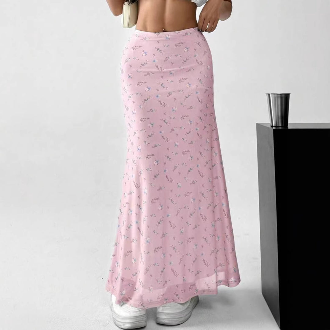Damen Langrock mit floralen Motiven und fließendem Schnitt Echo Archiv