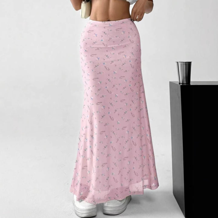 Damen Langrock mit floralen Motiven und fließendem Schnitt Echo Archiv
