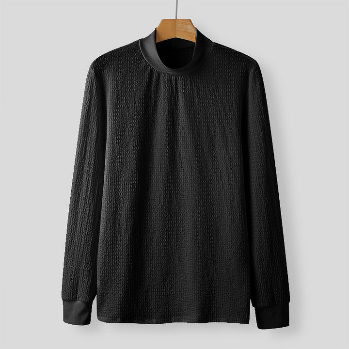 Unisex nan texturierter Waffelstrick-Pullover mit schmalem Stehkragen und Rippbündchen Echo Archiv