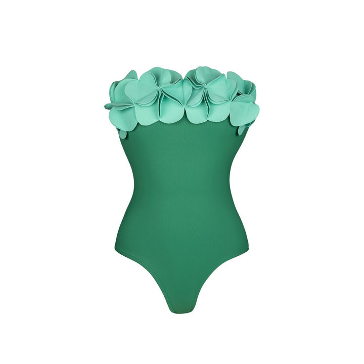 Damen Schwimmanzug mit asymmetrischem Schnitt und floralen Applikationen Echo Archiv