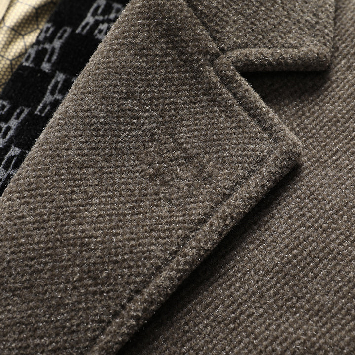 Herren Eleganter Einreihiger Wollmix-Übermantel mit gesteppter Logo-Innenblende Echo Archiv