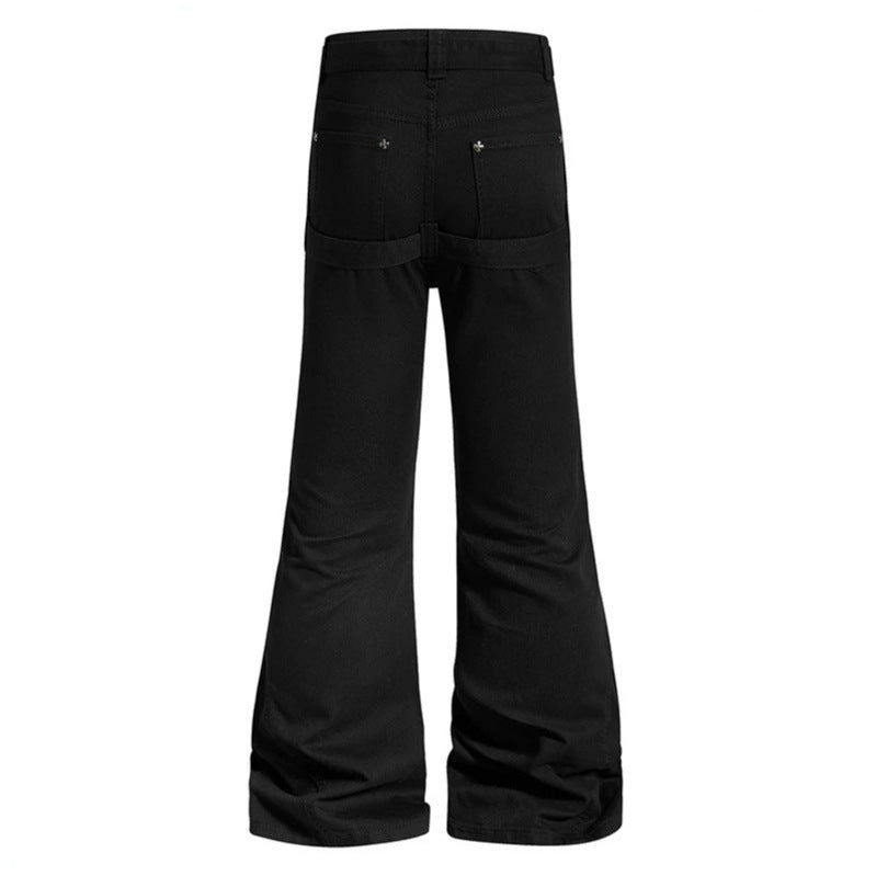 Damen High‑Waist Schlag-Cargohose mit weitem Bein, Doppelgürtel und Metallösen Echoarchiv