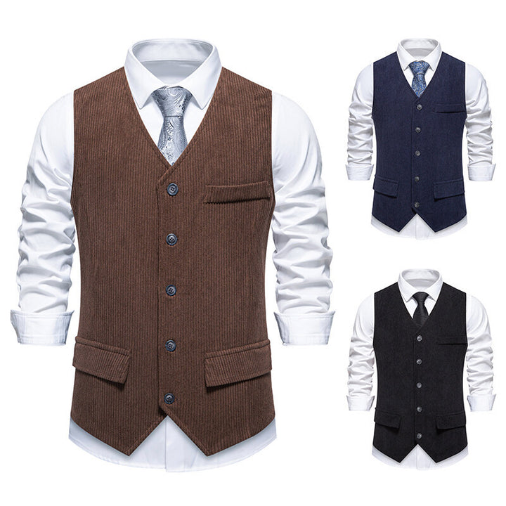 Herren eleganter Anzugweste mit strukturiertem Design und praktischen Taschen Echoarchiv