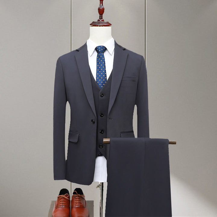 Herren Slim-Fit Dreiteiliger Business-Anzug mit Weste und schlanker Anzughose Echo Archiv