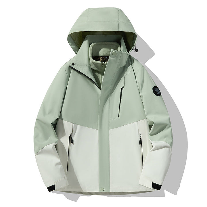 Herren dreilagige atmungsaktive Softshell-Trekkingjacke mit integriertem Fleecekragen und verstellbarer Kapuze Echoarchiv