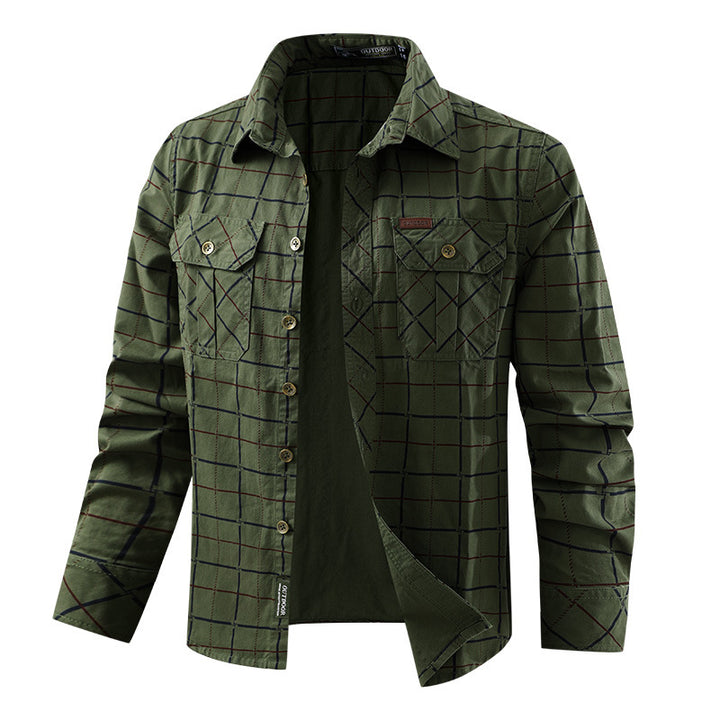 Herren nan kariertes Overshirt mit leichtem Thermofutter und doppelten Klappbrusttaschen Echo Archiv
