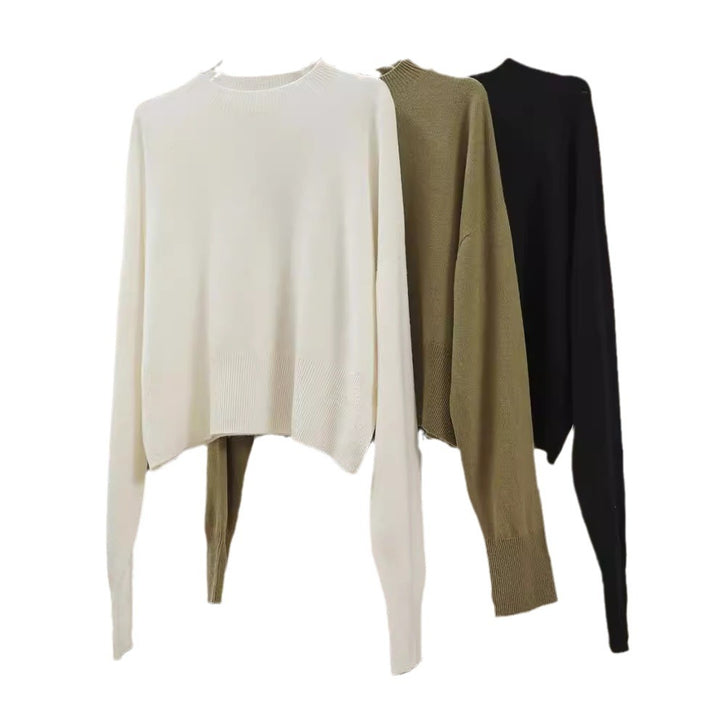 Damen Relaxter Feinstrick-Pullover mit überschnittener Schulter und Rundhalsausschnitt Echoarchiv
