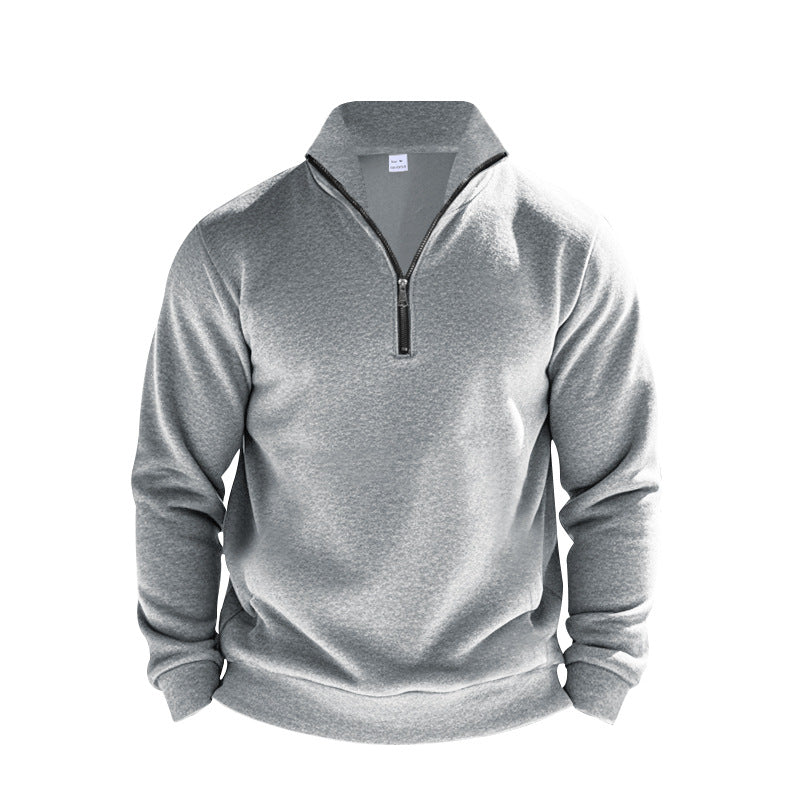 Herren Fleece-Pullover mit halbem Reißverschluss und elastischen Bündchen Echoarchiv