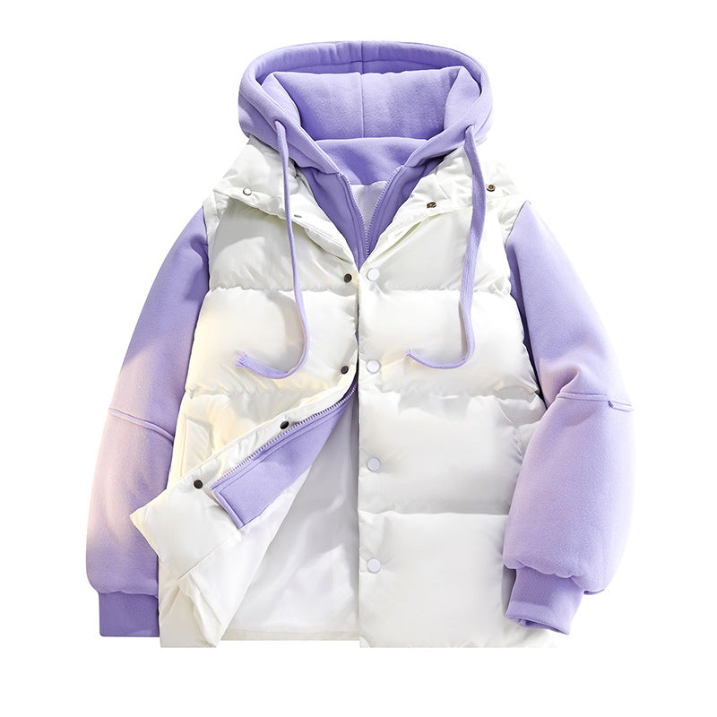 Männliche Nano Hybrid gepolsterte Jacke mit Fleeceärmeln, Kapuze und verdecktem Druckknopfverschluss – Taviero