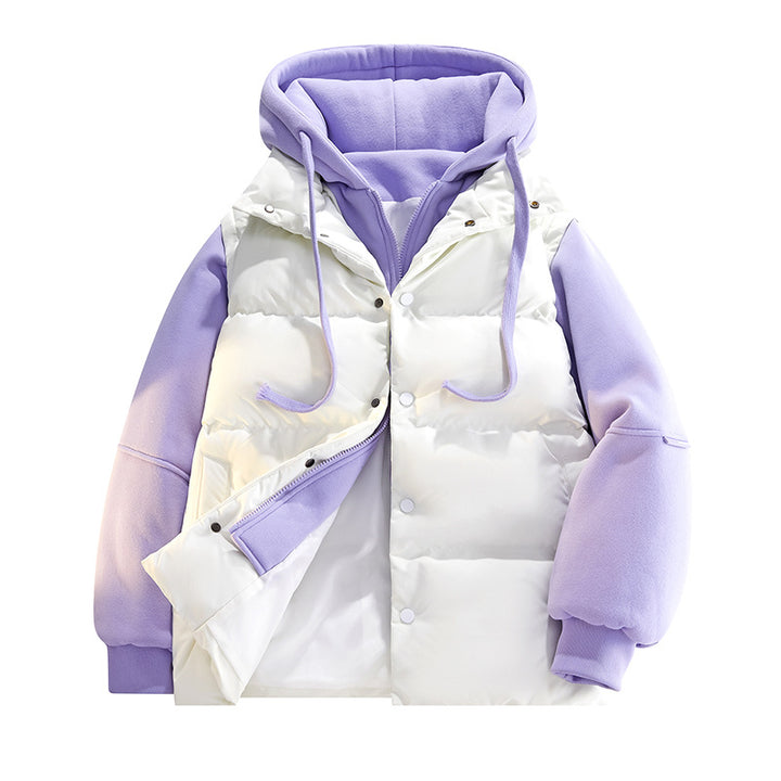 Männliche Nano Hybrid gepolsterte Jacke mit Fleeceärmeln, Kapuze und verdecktem Druckknopfverschluss – Taviero