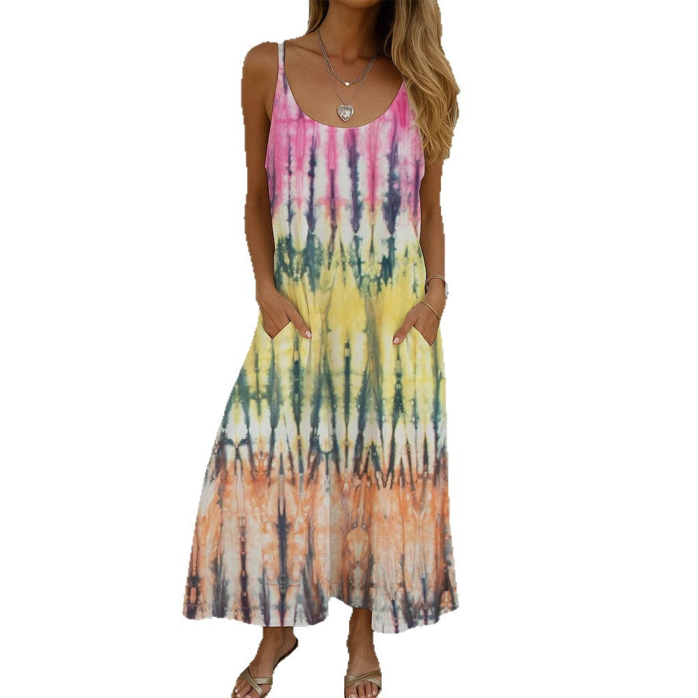 Damen Maxikleid mit Spiral-Design und praktischen Taschen Echo Archiv