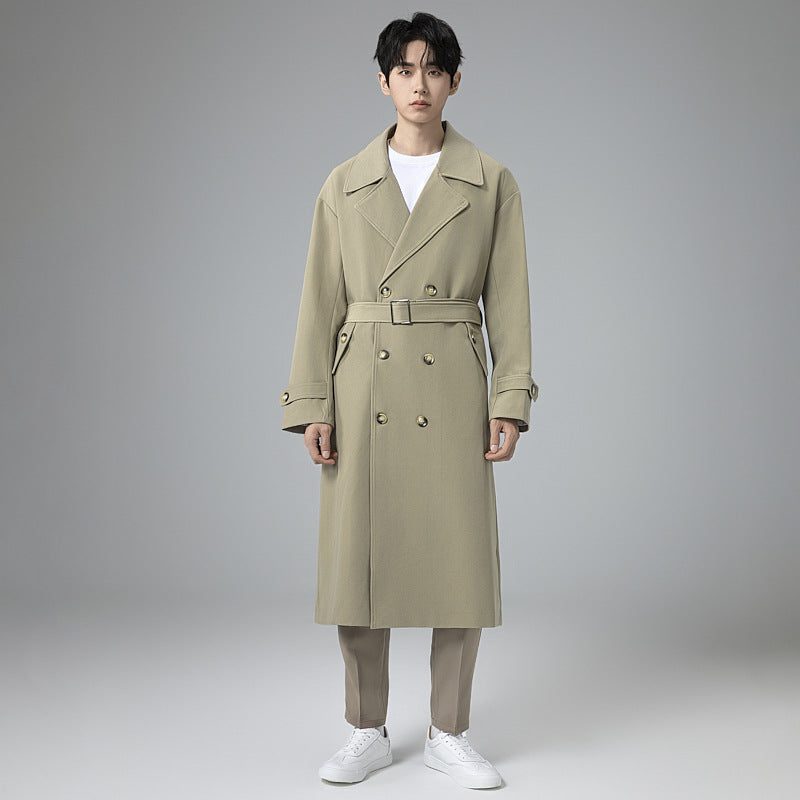 Herren Maxilanger Trenchmantel mit taillierendem Gürtel und minimalistischer Silhouette Echoarchiv