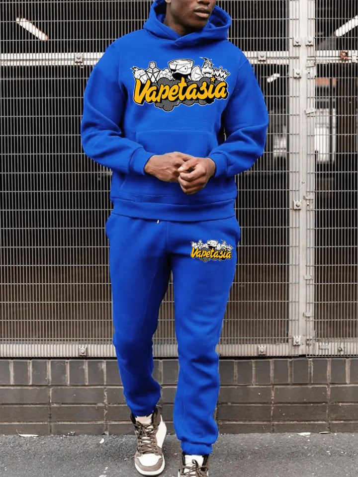 Herren Sweatshirt und Jogginghose Set mit kunstvollem Grafikdruck Echoarchiv