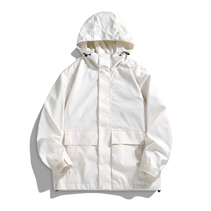 Unisex Wasserdichte Kapuzen-Übergangsjacke mit verstellbarer Kapuze & Utility-Taschen Echoarchiv