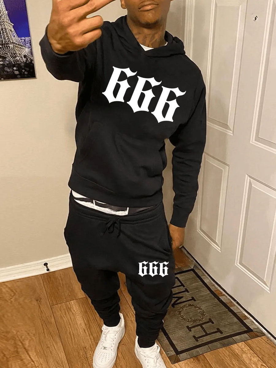 Herren Hoodie und Jogginghose Set mit grafischem Statementdruck Echoarchiv