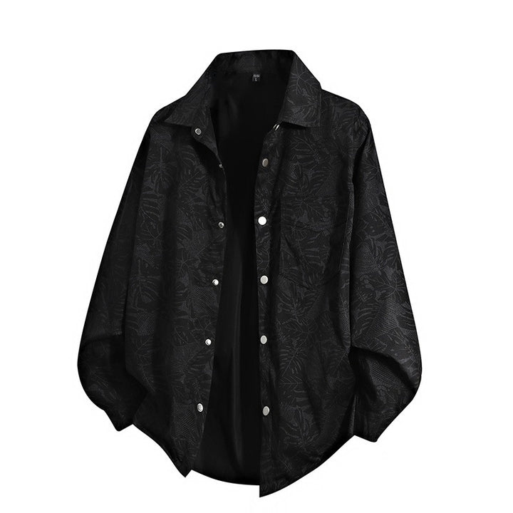 Herren Leichte Overshirt‑Hemdjacke mit botanischem Allover‑Print, Druckknopffront & Brusttasche Echoarchiv