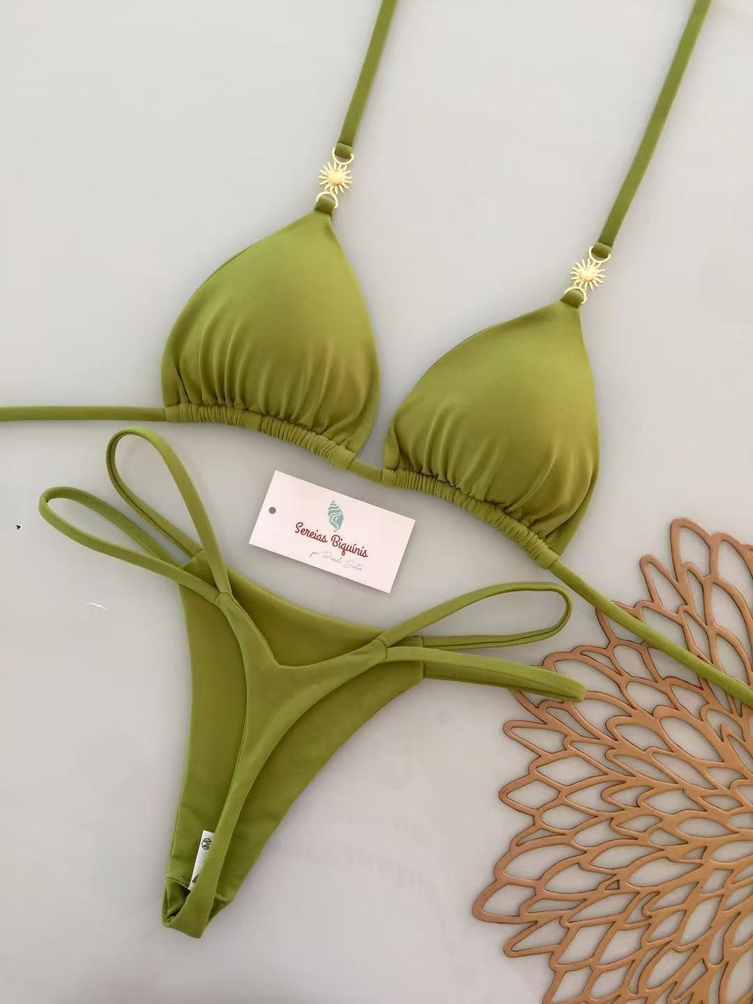 Damen Triangel-Bikini mit frischem Melonenmuster Echo Archiv