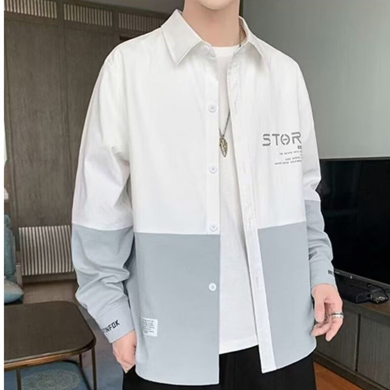 Herren modische Hemdjacke mit Farbblockdesign Echoarchiv