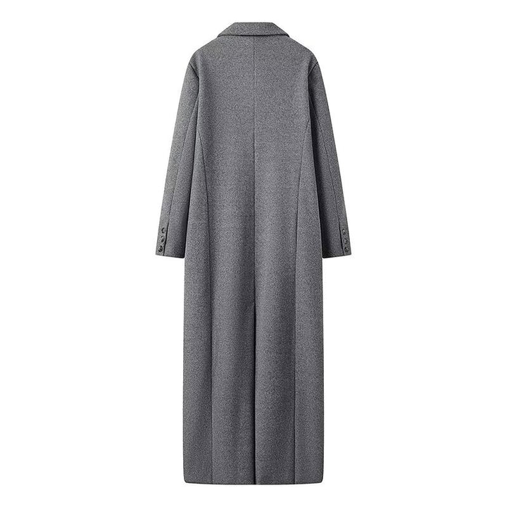 Damen extra langer Oversize-Wollmix-Mantel mit Schalkragen, doppelreihiger Knopfleiste und aufgesetzten Pattentaschen – Montévia