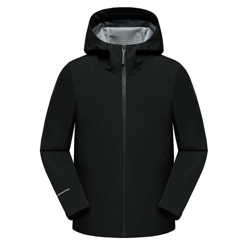 Herren dreilagige Softshell-Kapuzenjacke mit nahtversiegelter Wetterschutzmembran und ergonomischem Schnitt Echoarchiv
