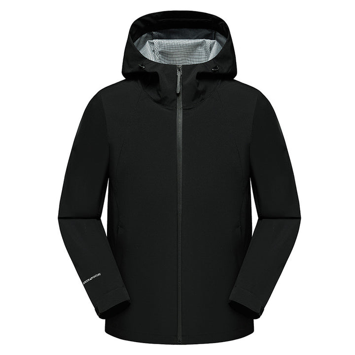 Herren dreilagige Softshell-Kapuzenjacke mit nahtversiegelter Wetterschutzmembran und ergonomischem Schnitt Echoarchiv
