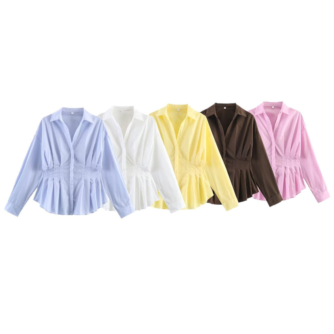 Damen Taillierte Hemdbluse mit Taillenraffung und Schößchen Echoarchiv