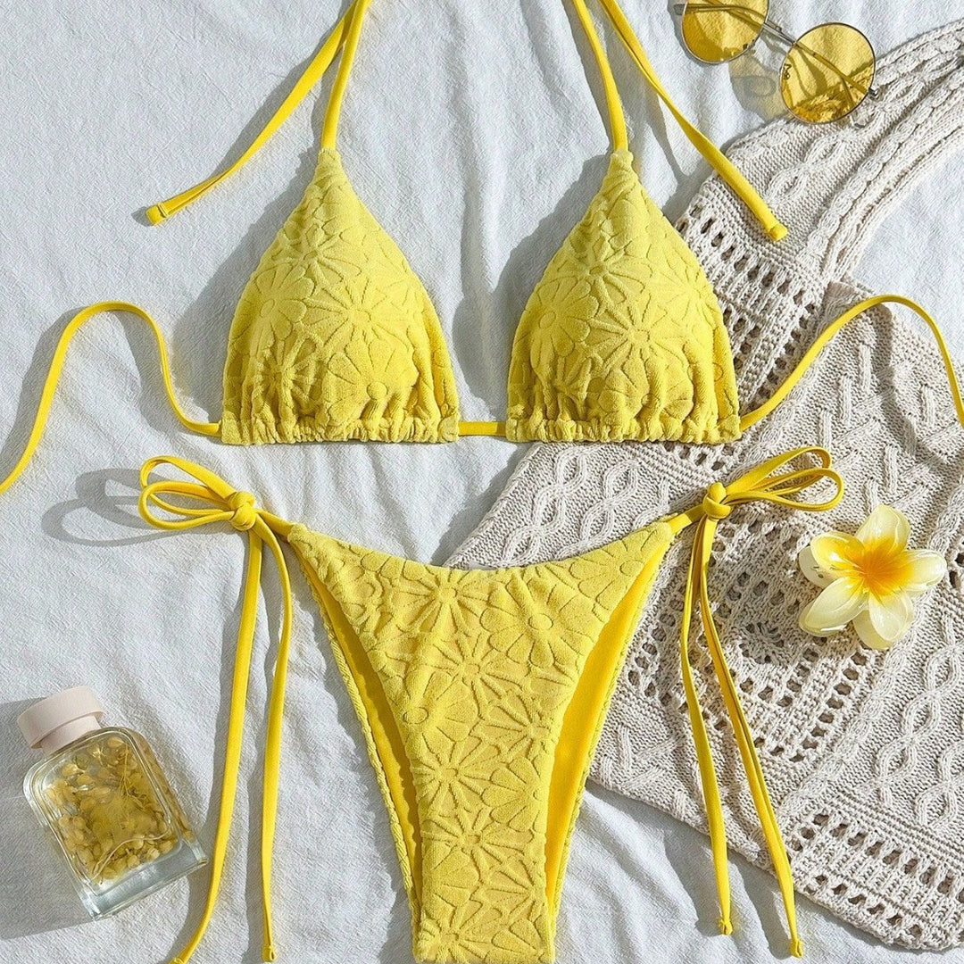 Damen Triangel-Bikini mit floraler Stickerei Echo Archiv