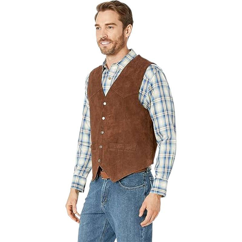 Herren Elegante Wildlederweste mit praktischen Taschen und klassischem Schnitt Echoarchiv