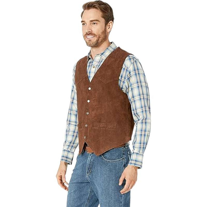 Herren Elegante Wildlederweste mit praktischen Taschen und klassischem Schnitt Echoarchiv
